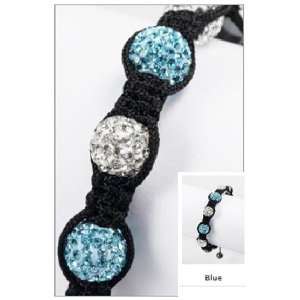 Syms Blue & White Swarovski Crystal Ball Shamballa Bracelet 10mm 5pcs