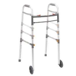  Two Button Folding Universal Walker with 5 Wheels: Health 