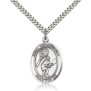  Sterling Silver St. Christopher/Tennis Pendant: Jewelry