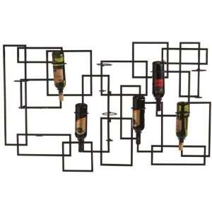  51 Modern Art Black Rectangles & Squares Wall Wine Rack 