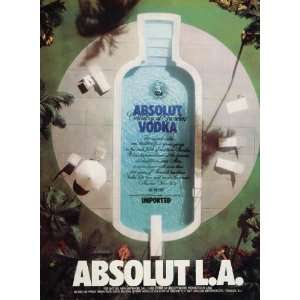  1987 Ad Absolut Vodka L.A. Los Angeles Swimming Pool 