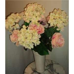  Tuscan Style Pink Peony & Hydrangea Silk Floral: Home 