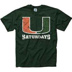    Miami Hurricanes Green The U Saturdays T Shirt: Sports & Outdoors