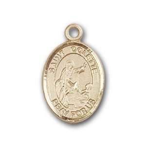   Badge Medal with St. Colette Charm and Polished Pin Brooch Jewelry