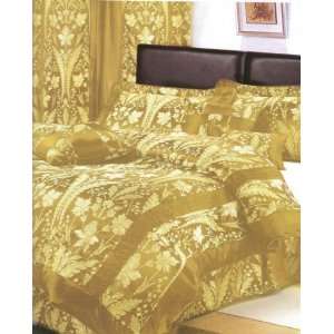  7pc King Size Gold Floral Comforter Bed in a Bag Set: Home 