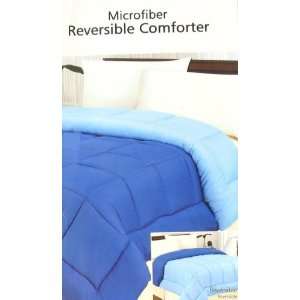  Microfiber King Size Reversible Comforter Navy Blue: Home 