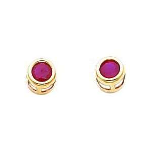  14K Gold Ruby July Birthstone Earrings Jewelry New B 