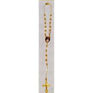 Sacred Heart of Jesus Auto Rosary with Clear and Gold Plated Beads 