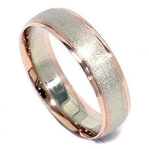    Rose & White Gold Two Tone Mens Brushed Wedding Ring Jewelry