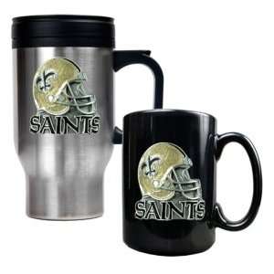  New Orleans Saints Travel Mug & Ceramic Mug set: Kitchen 