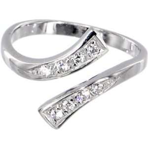    Solid 14K White Gold Cubic Zirconia Classic Toe Ring: Jewelry