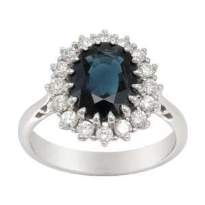    18ct White Gold 2.95ct Sapphire & Diamond Cluster Ring Jewelry