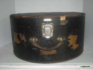 antique vtg malles lavoet Paris hat box luggage round case suitcase L 