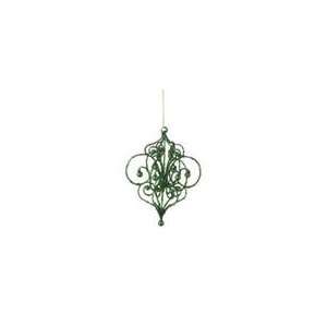 Sugared Fruit Green Bead and Glitter Filigree Christmas Ornament 