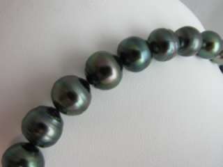 13.7 MM BLACK PEACOCK TAHITIAN PEARL NECKLACE 14KT GOLD  