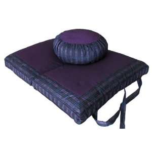 Round Zafu & Folding Meditation Cushion Set   Purple Global Weave 