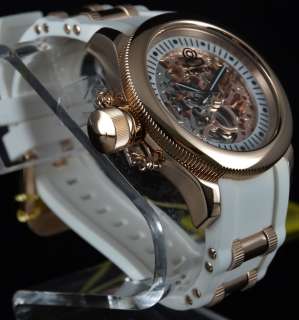 Invicta Mid size Russian Diver Mechanical Skeleton Dial White & Rose 
