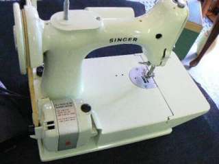 Singer Featherweight 221K White Sewing Machine with Case and 
