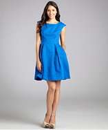 Taylor cobalt textured cotton jacquard swing dress style# 319278501