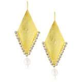 taara mughal collection dull gold diamond shaped earrings $ 162