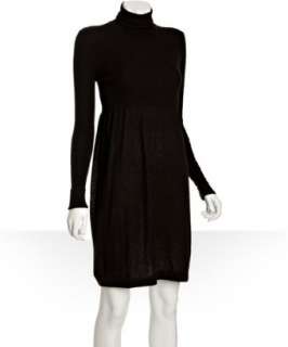 Autumn Cashmere black cashmere ribbed turtleneck sweater dress 