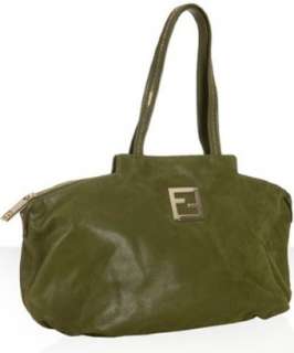 Fendi green brushed shimmer leather Chain bag   