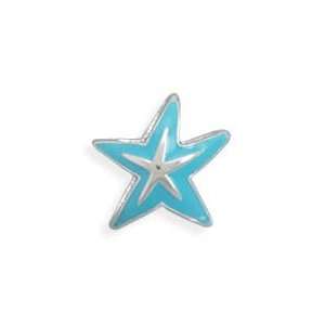  Starfish Two Tone Blue Story Bead Slide on Charm Sterling 
