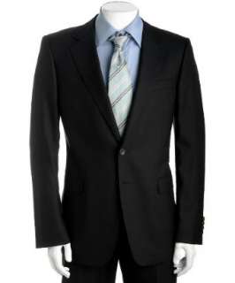 Gucci black 2 button wool suit with flat front trousers   up 