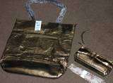 Wilson 3pc Metallic BIG Leather Tote Purse Handbag NEW  