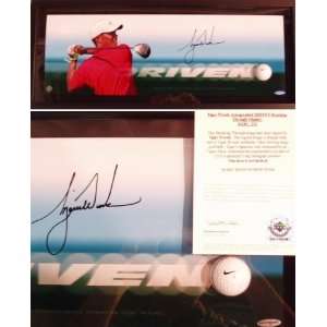 Tiger Woods Signed & Framed Driven Shadowbox Piece With Nike Golf Ball 