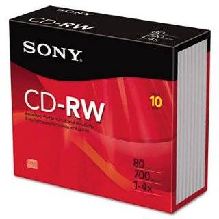 Sony 10CDRW700R//T 4X CD RW Slim Jewel Case (10 Pack)