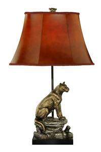 100W MOUNTAIN LION RESIN TABLE LAMP, CA BO 846  