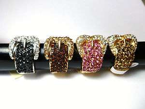 Rhinestone Studded Western Belt Buckle Rings, Color Choices, Stretch 