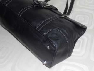 Coach Hamtons Satchel Handbag Leather Black Silver tone hardware 