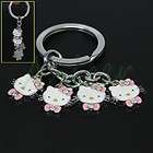 Cute Gift 4 Small Hello Kitty Metal Pendant Keyring Key Ring Chain 