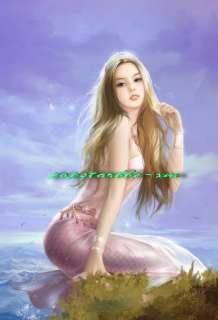 wonderful painting!pretty mermaid is sitting on the sea  