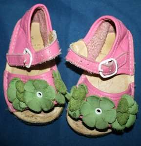   Toddler 5 fits 6 HOT PINK GREEN Flower LEATHER Summer Sandals Shoes