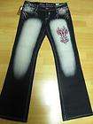 NEW Crazy Age Blue Queen Tribal Design Pink Faded Wash Denim Jeans 
