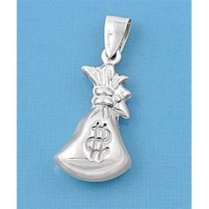  Sterilng Silver Pendant   Money Bag   24mm Height Jewelry