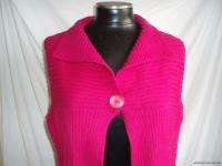   wool fuschia hot pink pink ribbed sleeveless sweater vest L  