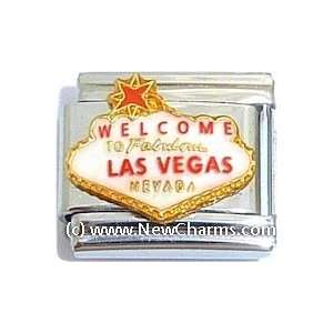 Welcome To Fabulous Las Vegas Nevada Italian Charm Bracelet Jewelry 