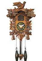 Hand Carved Handpaint Dwarf Flower Wooden Cuckoo Clock  