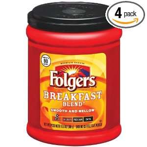 Folgers Coffee Ground Breakfast Blend, 10.8 Ounce Packages (Pack of 4)