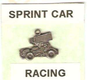 Sprint Car Pewter Racing Charm ~ Racing Jewelry Charm  