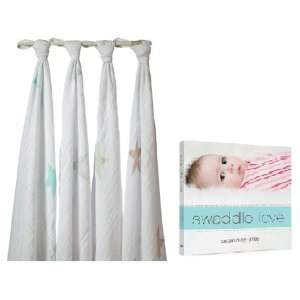 Aden + Anais 4 Pack Super Star Scout Swaddle Set with Swaddle Love 