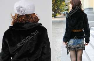 Hot Sale Korea Fashion Faux Fur Rabbit Hair Lady Warm Coat Jacket 