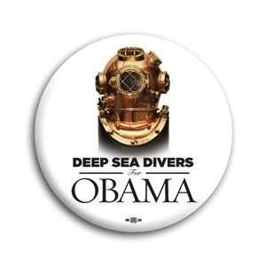  Deep Sea Divers for Obama Photo Button   2 1/4 