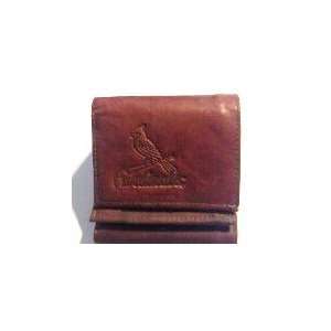  St.louis Cardinals Dark Brown Leather Embossed Trifold 