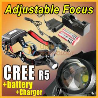 CREE R5 LED 650 Lumens Headlamp Flashlight Torch + 2x 18650 Battery+ 