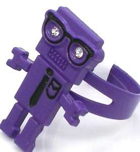 New design nerd robot with glasses adjustable ring. Color purple 